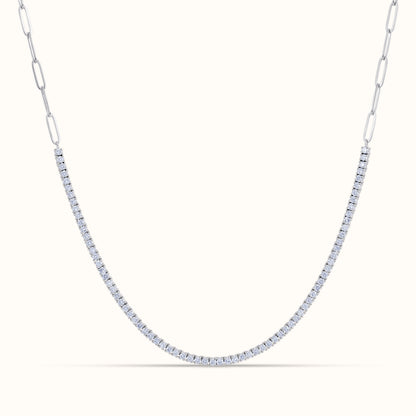 Half Paperclip and Lab Grown Diamond Bracelet, 17 Inch Necklace, and Link Earrings Set - AVIR New York