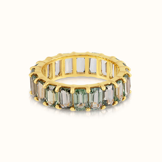 Green Emerald Emerald Cut Eternity Ring - AVIR New York