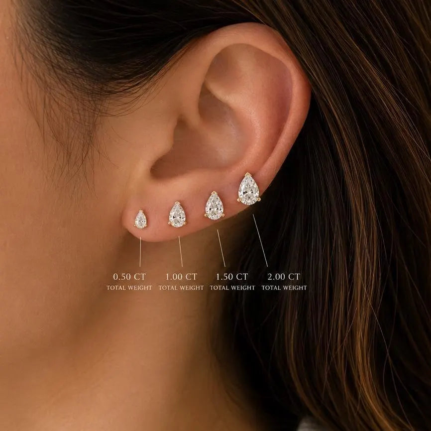Pear Shaped Lab Grown Diamond Stud Earrings - AVIR New York