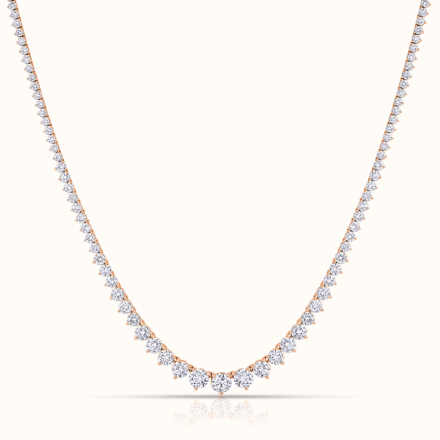 3 Prong Graduated Lab Grown Diamond Tennis Necklace