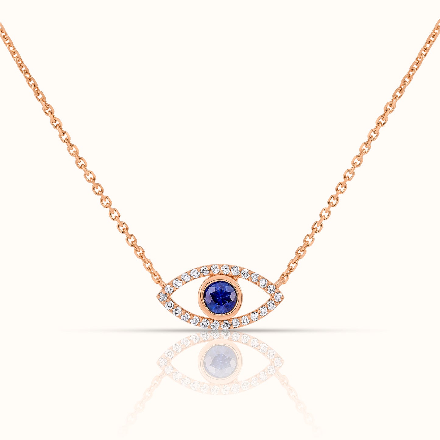 Blue Sapphire Evil Eye Pendant with Lab Grown Diamonds