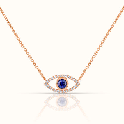 Blue Sapphire Evil Eye Pendant with Lab Grown Diamonds