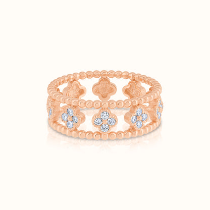 Flower Clover Lab Grown Diamond Ring & Bangle Set