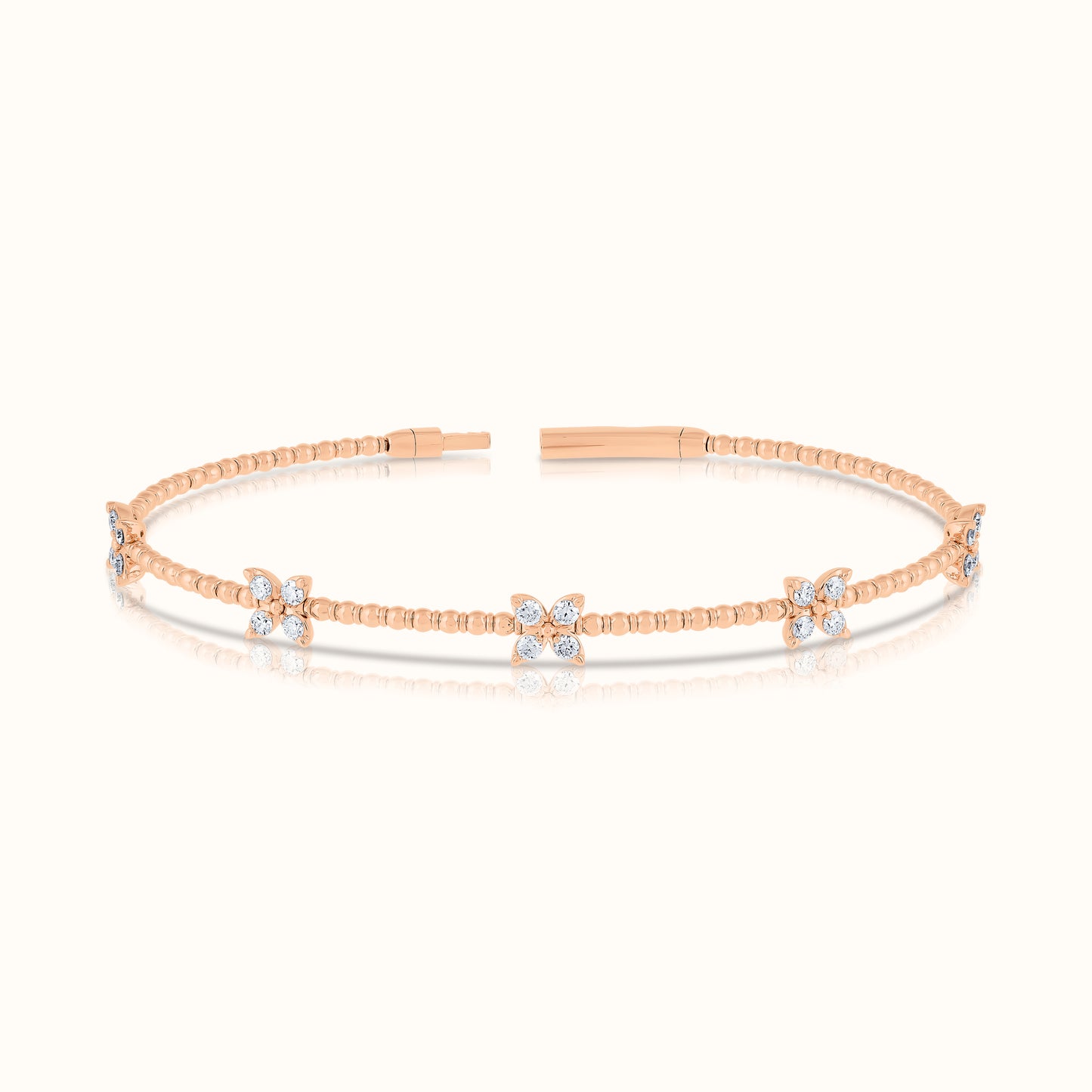 Lab Grown Diamond Flexible Beaded Butterfly Bangle