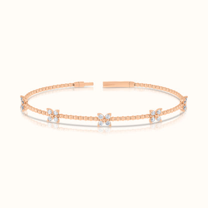 Lab Grown Diamond Flexible Beaded Butterfly Bangle