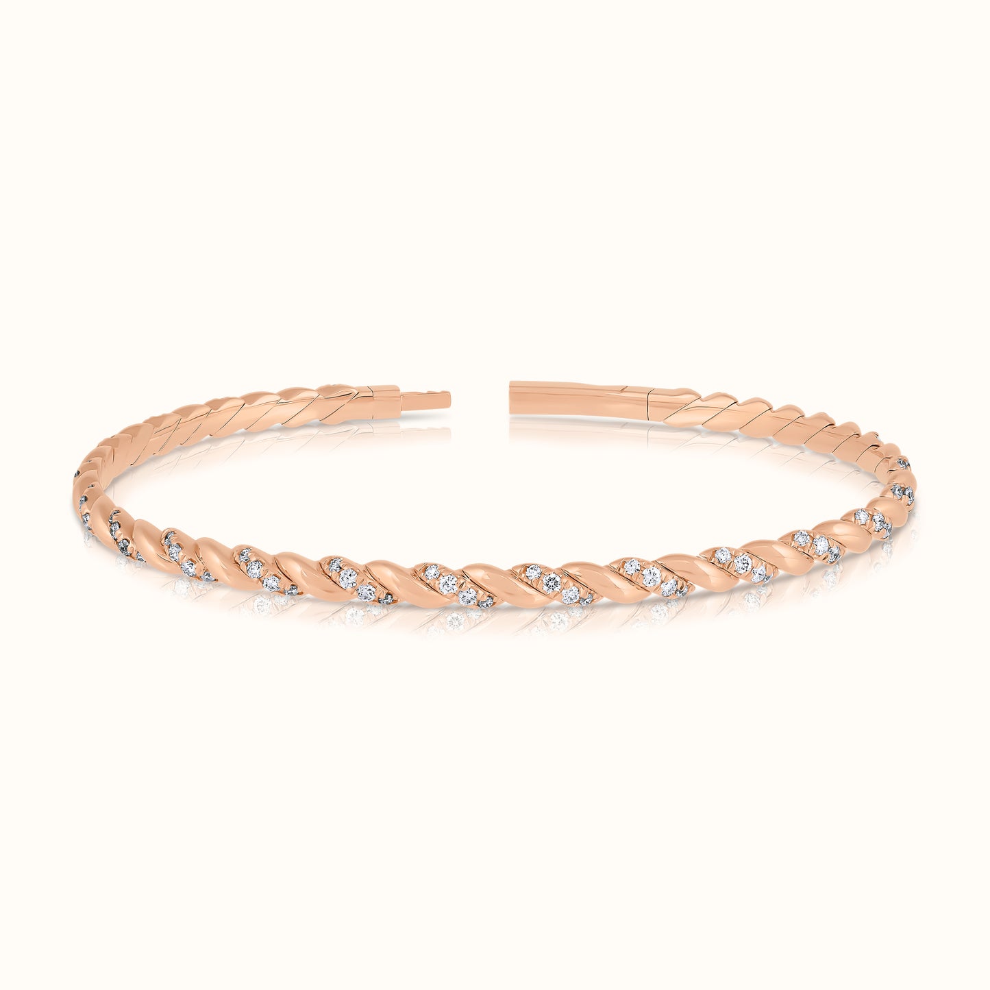 Twisted Rope Lab Grown Diamond Flexible Bangle