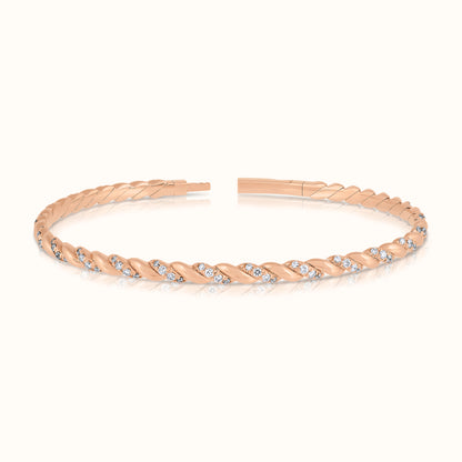 Twisted Rope Lab Grown Diamond Flexible Bangle