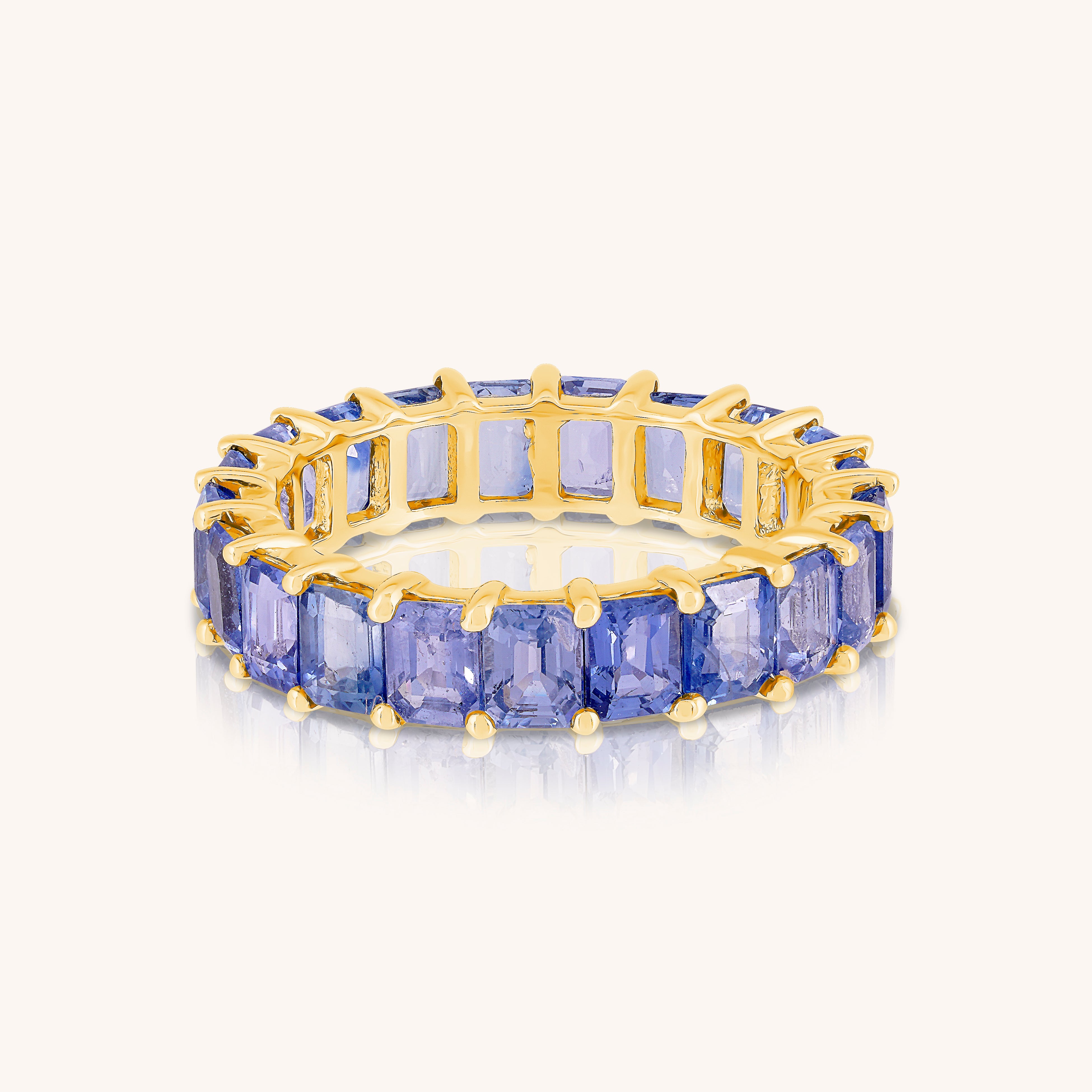 Natural Blue Sapphire Emerald Cut Eternity Ring – AVIR New York