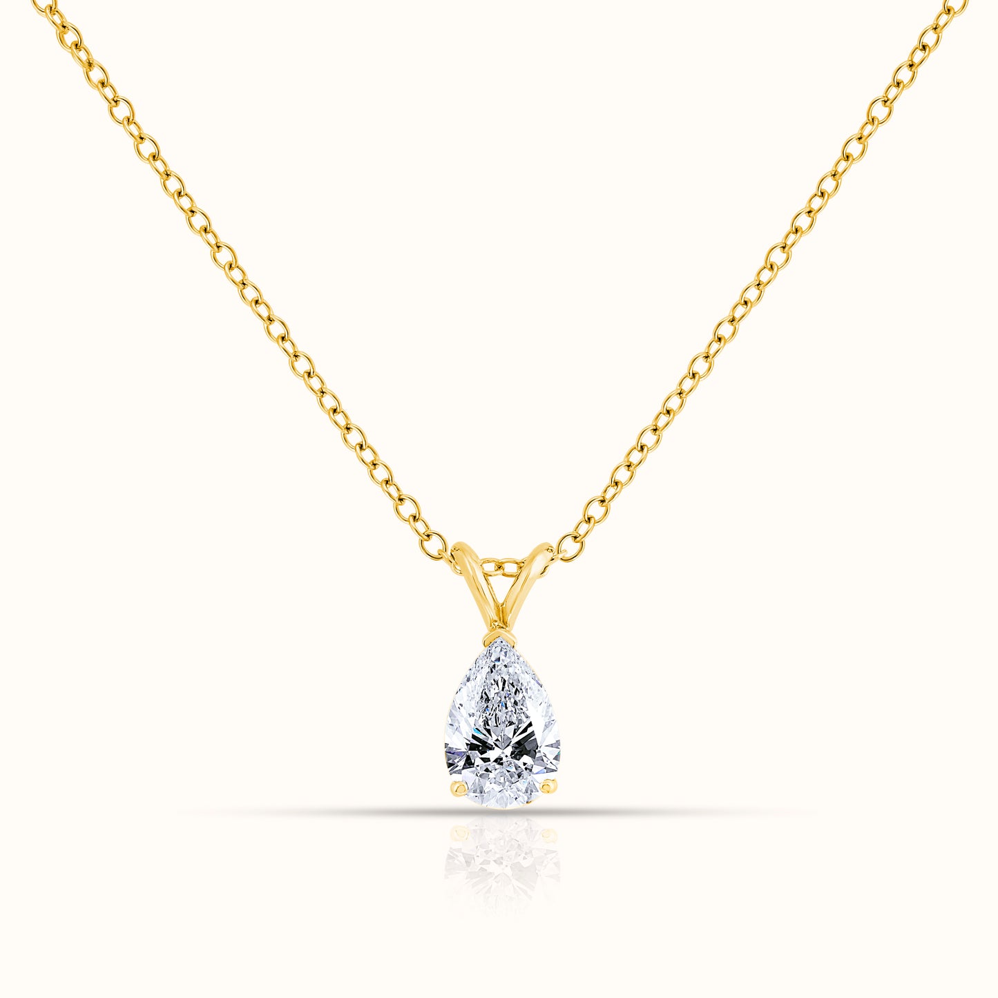 IGI Certified Solitaire Lab Grown Diamond Pear Cut Pendant Necklace