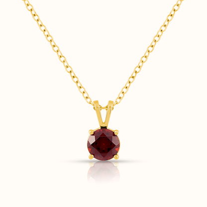Natural Garnet - January Birthstone Charm Pendant