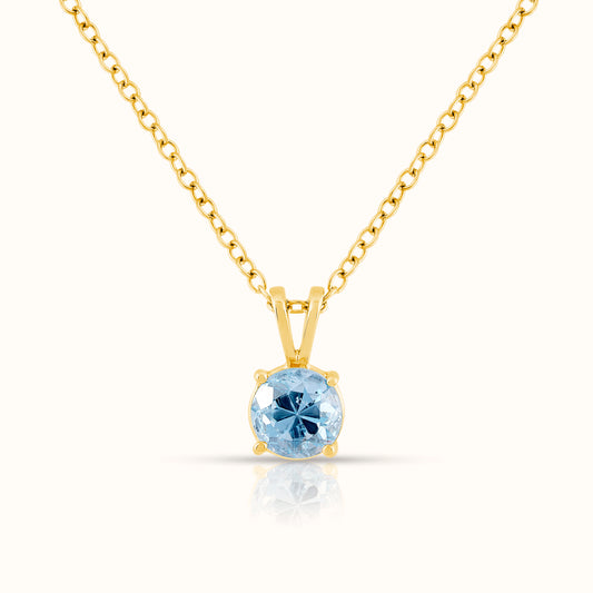 Natural Aquamarine - March Birthstone Charm Pendant