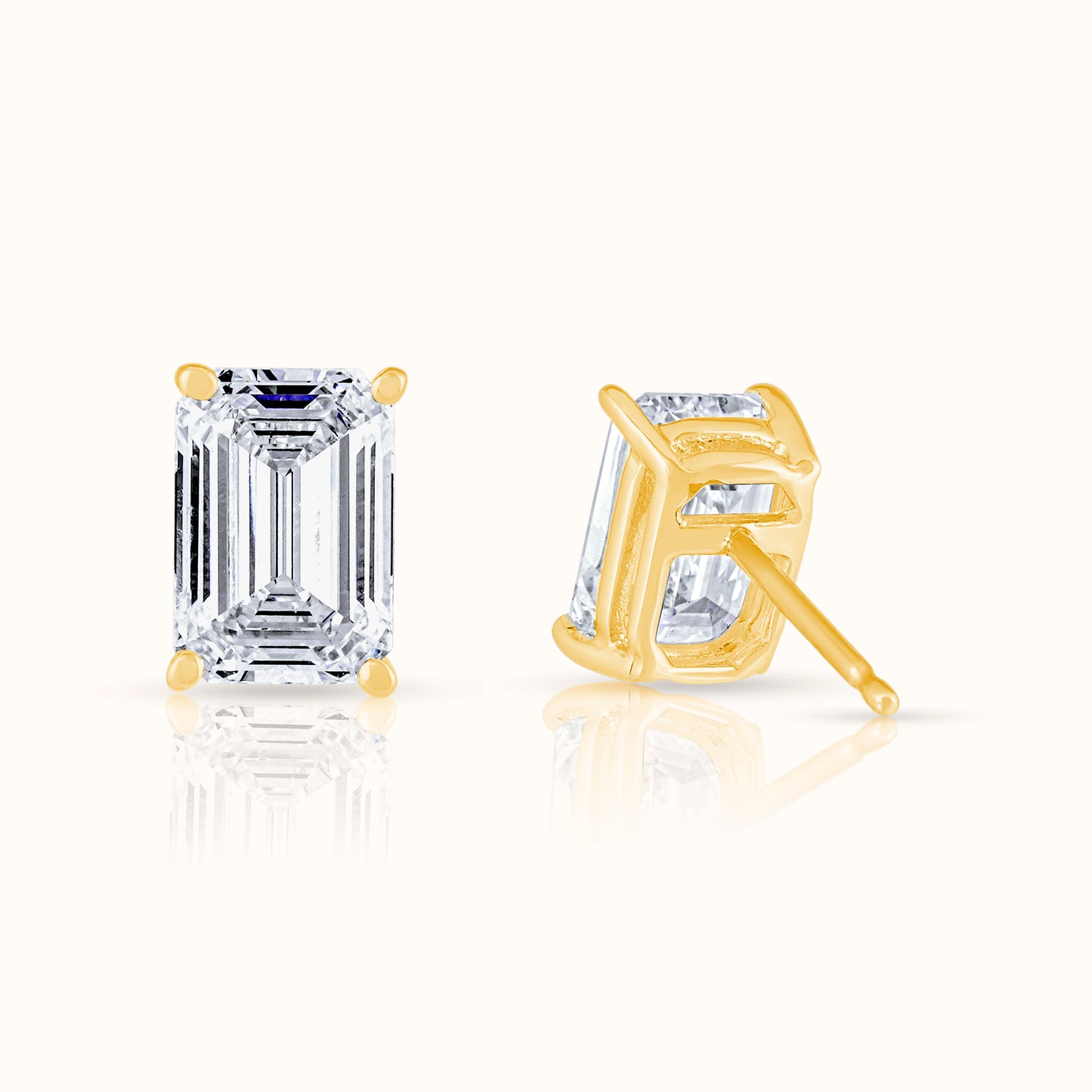 IGI Certified Emerald Cut Lab Grown Diamond Stud Earring