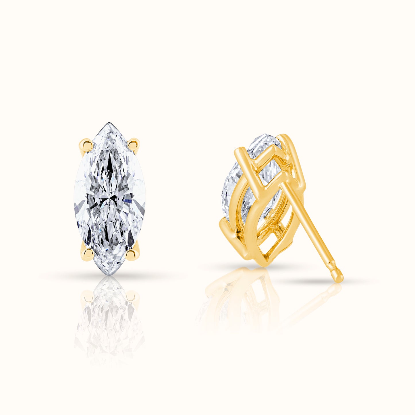 IGI Certified Marquise Cut Lab Grown Diamond Stud Earring