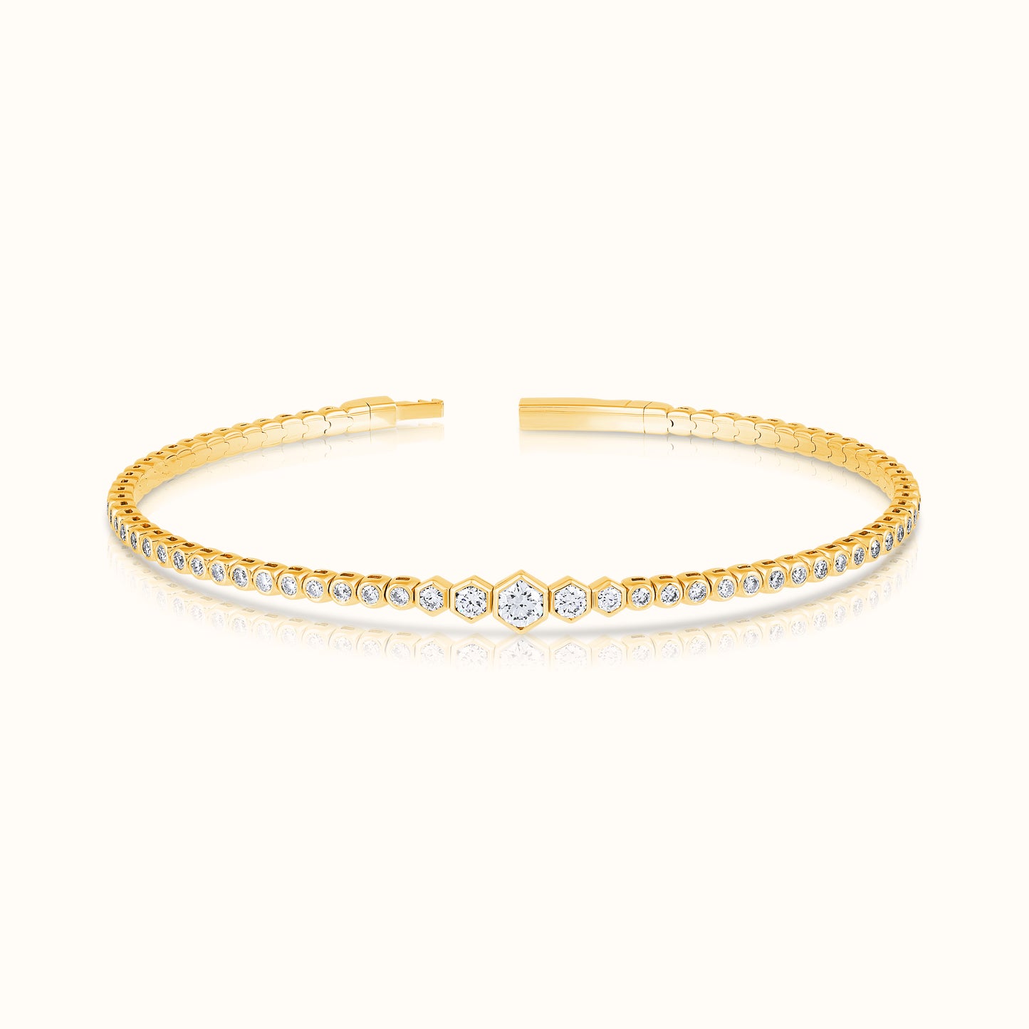 Lab Grown Diamond Pentagon Illusion Flexible Bangle