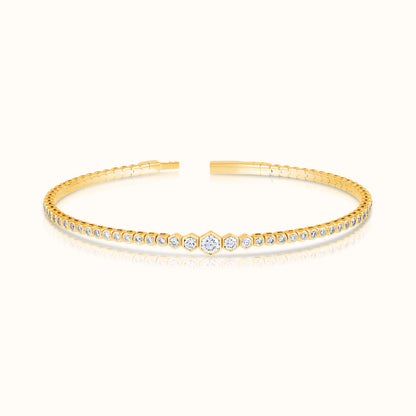 Lab Grown Diamond Pentagon Illusion Flexible Bangle