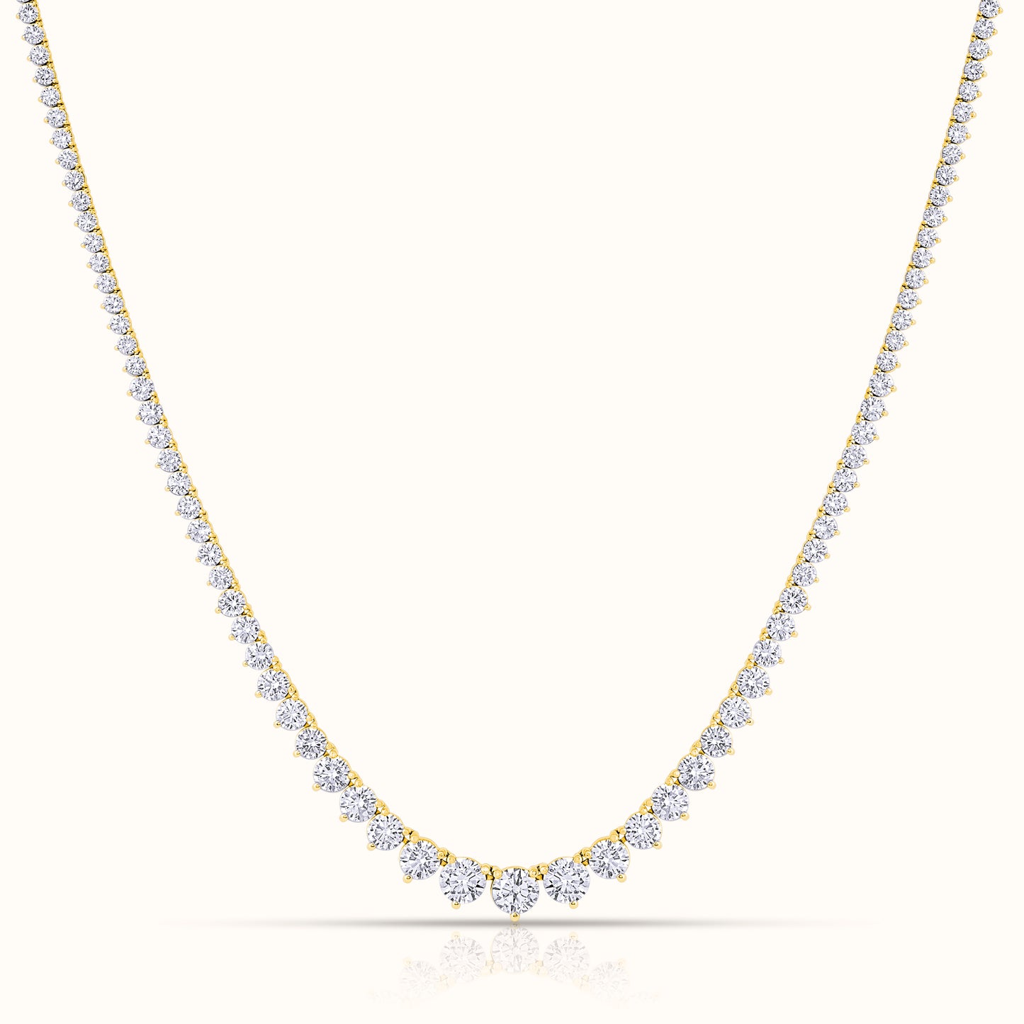 3 Prong Graduated Lab Grown Diamond Tennis Necklace