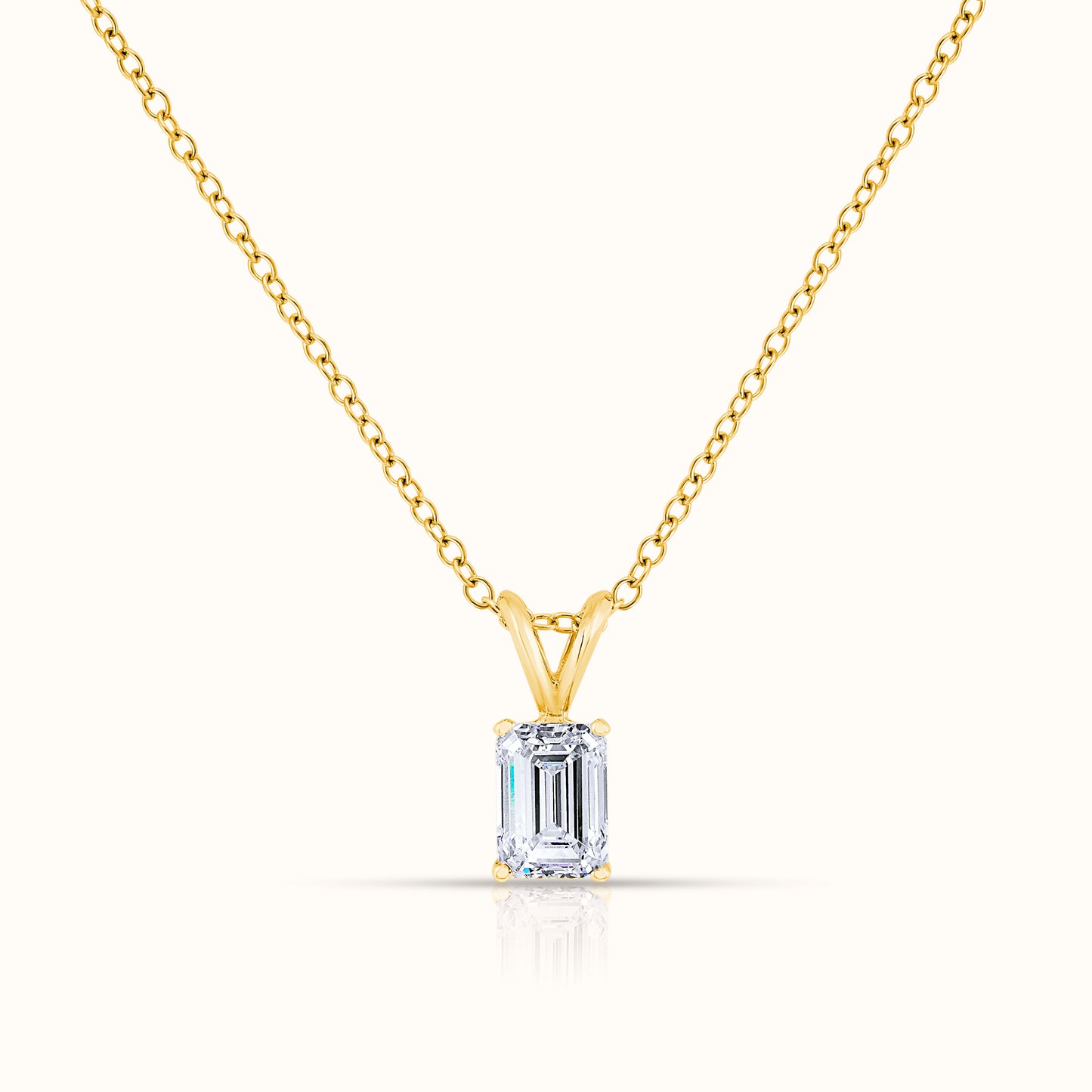 IGI Certified Solitaire Lab Grown Diamond Emerald Cut Pendant Necklace