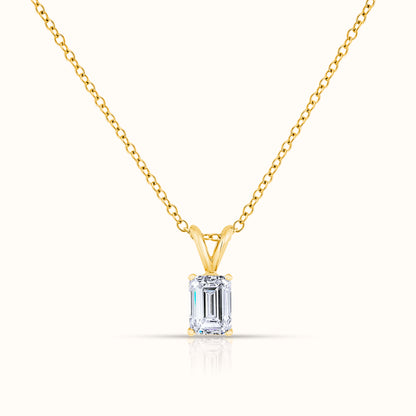 IGI Certified Solitaire Lab Grown Diamond Emerald Cut Pendant Necklace